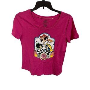 Women's Large Powerpuff Girls Short Sleeve Tee Shirt 90s Y2K Pink Tee